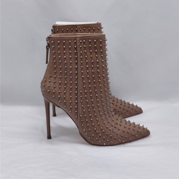 Steve Madden Vapor Studded Stiletto Ankle Boots Women’s 6 Tan Pointed Toe Glam - Picture 2 of 11
